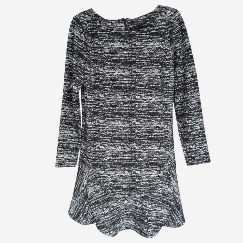 Banana Republic Black & White Marled Static Knit Drop Waist Flounce Dress - 12P